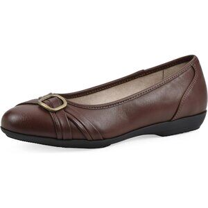 Sophisticated Crisscross Women's Ballet Flats in Brown, Size 8 for Work Wear